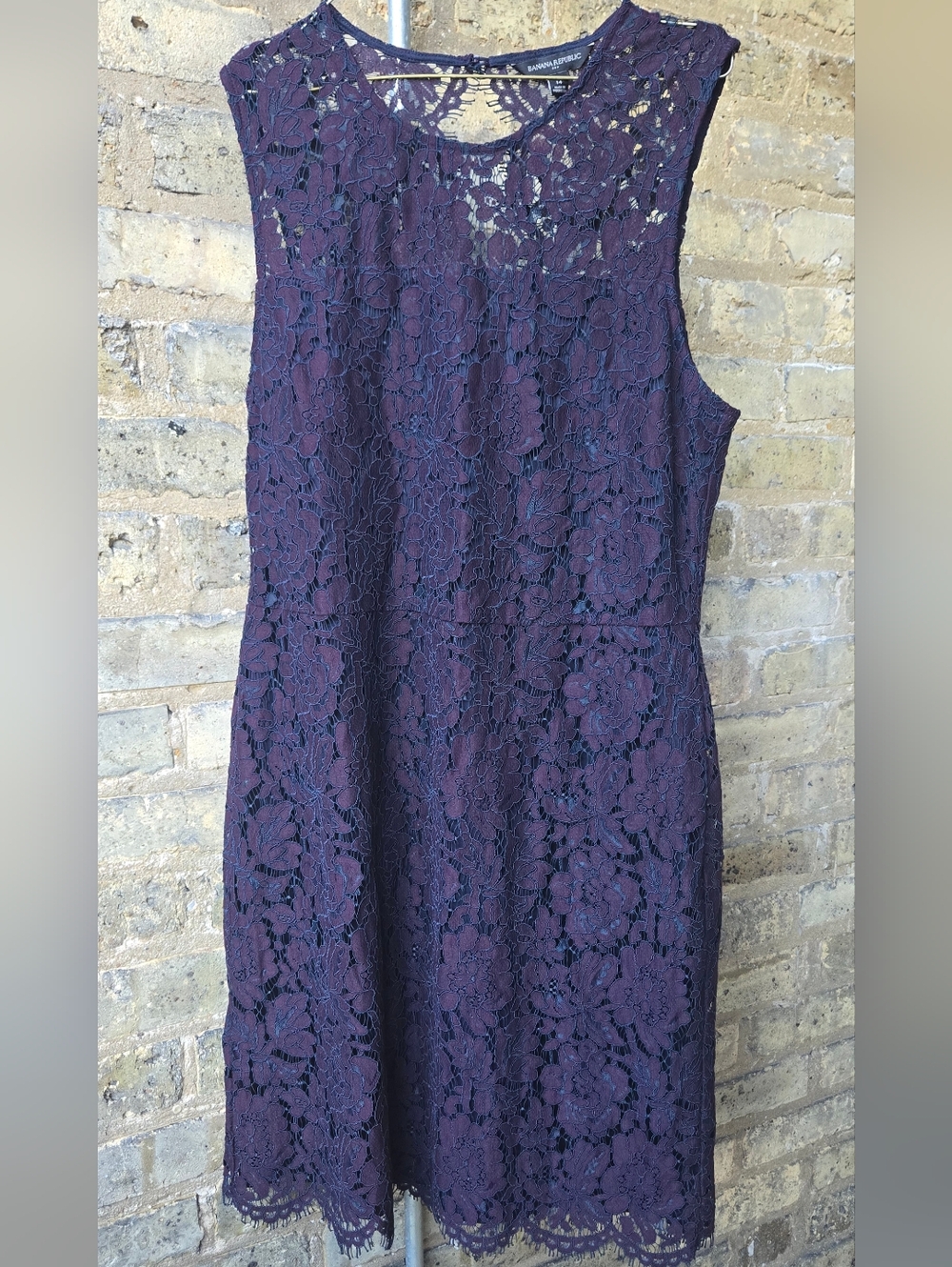 Banana Republic Sz 14Plum Lace Midi Dress Midsize Office Baddie Wedding Guest